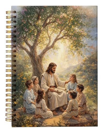 bitCNY Jesus with Children Christian Spiral Notebook, Christian Gifts for Women, Jesus Teaching Children Religious Notebook Journal for Women Church, Prayer Journal, 5.5x8.3 Inch - color: Jesus with Children 2
