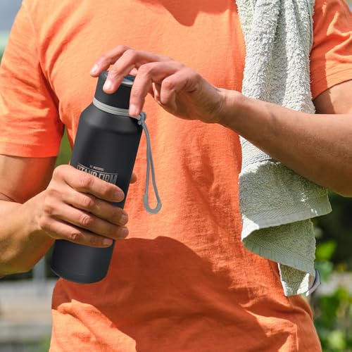 Christian Art Gifts Stainless Steel Double Wall Vacuum Sealed Insulated Water Bottle for Men: Stand Firm Laser Engraved Inspirational Bible Verse, Spill/Leak-proof, Twist Cap, Carry Loop, Black, 24 oz - color: Black/Stand Firm