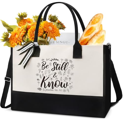 Christian Canvas Tote Bag - Be Still and Know Grocery Handbags - style: Be Still