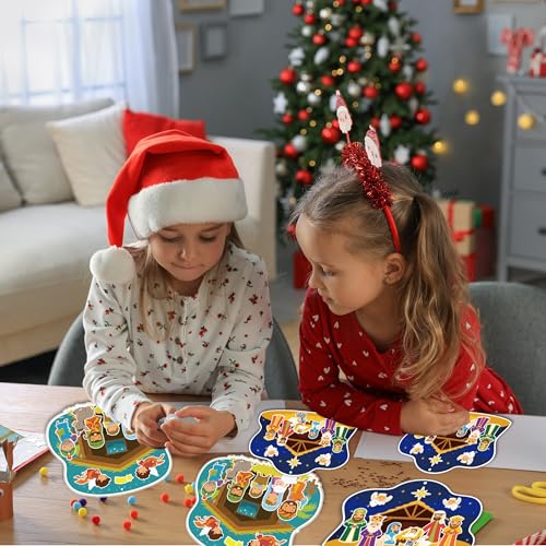 24 Sets Nativity Craft Sticker DIY Kits for Xmas Party Favors - color: Nativity