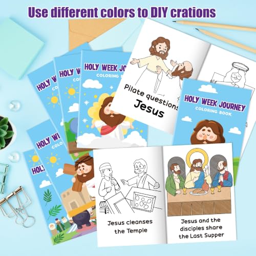 Bulk Easter Coloring Books,24Pcs Holy Week Journey Drawing Booklet for Kids - style: Easter Religious