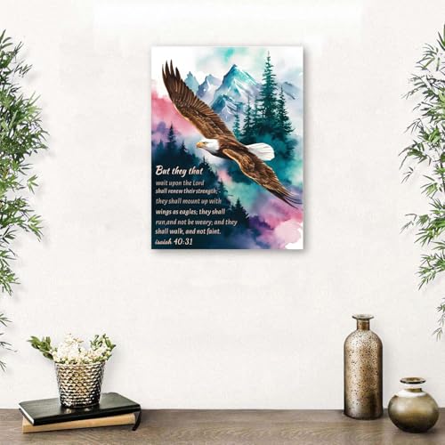 Christian Wall Art Eagle Pictures Isaiah 40 31 Bible Verse Wall Art 12x16" - color: Christian01, size: 16"L x 12"W