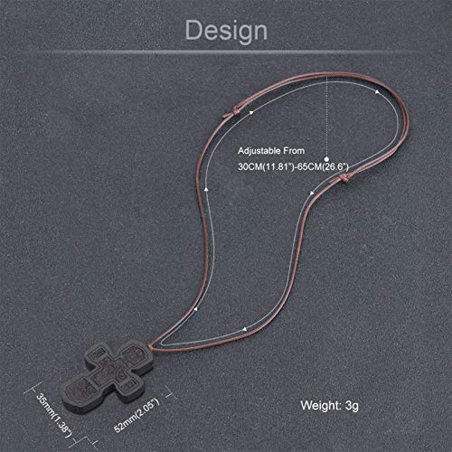 COTTVOTT Wood Orthodox Cross Pendant Necklace Christian Crucifix Necklace Prayer Jesus for Women Men - style: C-Black Color