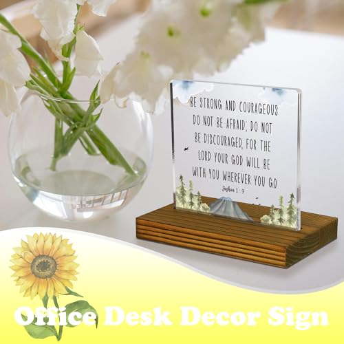 FSA072 Acrylic Bible Verse Plaque - Joshua 1:9, Boys Room Decor - Scripture Faith Plaque with Wooden Stand - style: Joshua 1:9 A