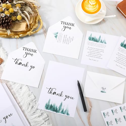 Marspark 25 Pack Funeral Thank You Cards Sympathy Envelopes, Tree - style: Tree