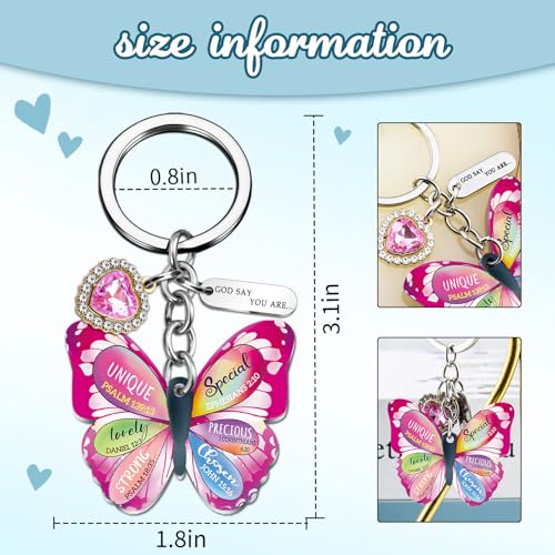 OEHEDOU Butterfly Gifts Keychain For Women Men Family Members Memorial Gift - color: Rose Pink Women