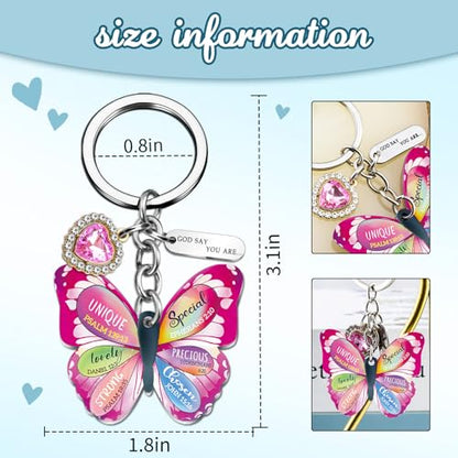 OEHEDOU Butterfly Gifts Keychain For Women Men Family Members Memorial Gift - color: Rose Pink Women