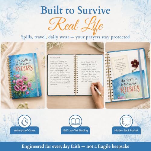 Hardcover Blank Spiral Christian Notebook – 140 Quality Pages - color: Rubies