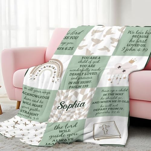 Personalized Baby Blankets with Name Christian Baby Gifts Cute Blanket - color: Color B