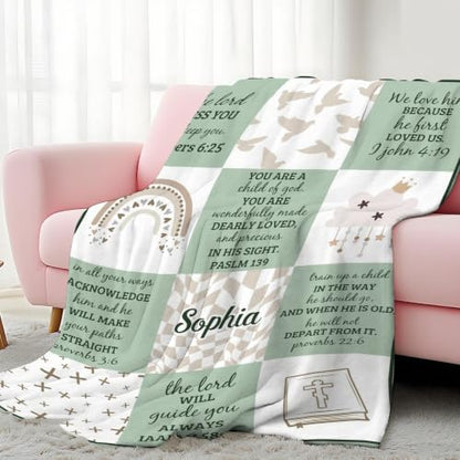 Personalized Baby Blankets with Name Christian Baby Gifts Cute Blanket - color: Color B