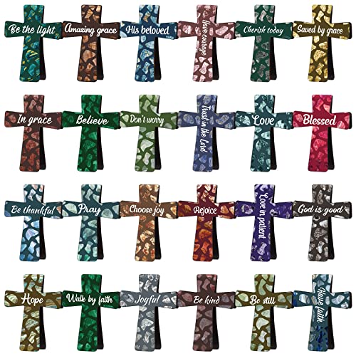 48 Pcs Magnetic Cross Bookmarks Bulk, Marble Style - style: Marble Style