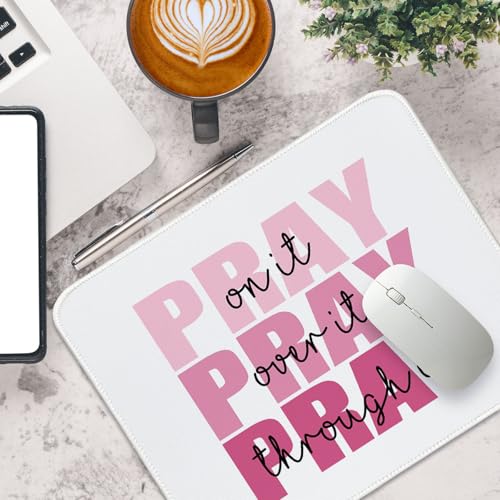 UTELKA Pink Mouse Pad Aesthetic Christian Small Mouse Pads 10.2x8.2 - color: Pink Pray on it, size: 10.2L x 8.2W inches