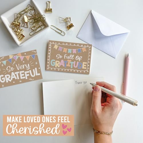 24 Bulk Thank You Cards with Envelopes Blank Cute Thank You Cards - style: Kraft Colorful 24 pcs