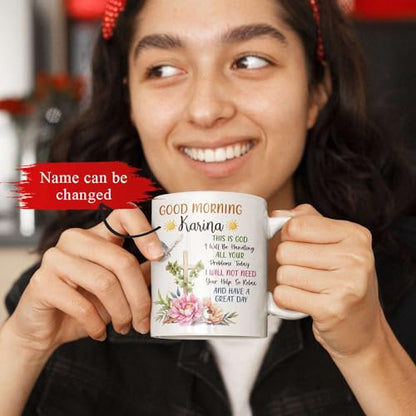 Personalized Christian Coffee Mugs Presents, Novelty Custom Bible Verse Ceramic Cup, Customized Religious Tea Cup With Name, Inspirational Mug For Friends, Floral Cross On Mugs - color: XUA-324-1550-Bible Verse