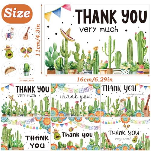 60 Pieces Taco' Bout A Baby Party Thank You Cards with Envelopes,Cactus Taco Pampas Grass Baby Shower Thank You Cards Includes 30 Pieces Envelopes and 30 Pieces Blank Notes Cards for Birthday Party - color: Taco
