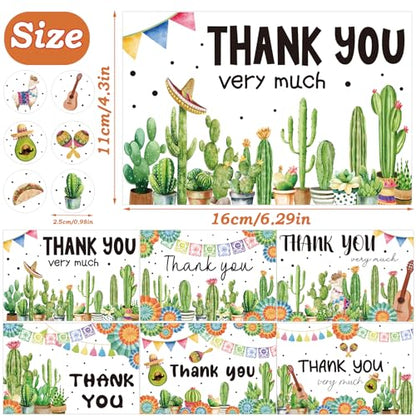 60 Pieces Taco' Bout A Baby Party Thank You Cards with Envelopes,Cactus Taco Pampas Grass Baby Shower Thank You Cards Includes 30 Pieces Envelopes and 30 Pieces Blank Notes Cards for Birthday Party - color: Taco