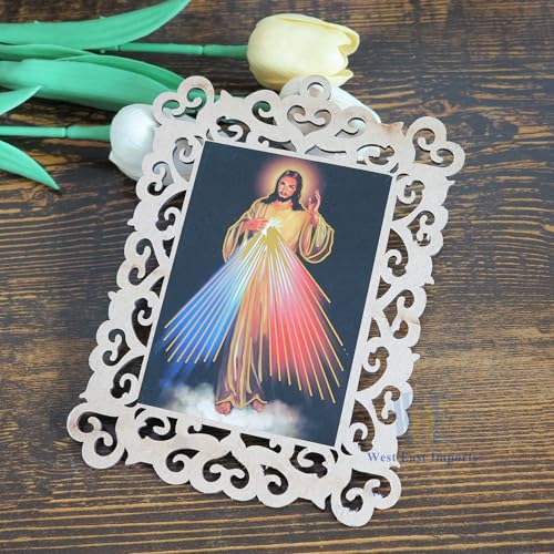 12 Pcs Divine Mercy Wooden Frames, Baptism Christening Memorial Event Gifts