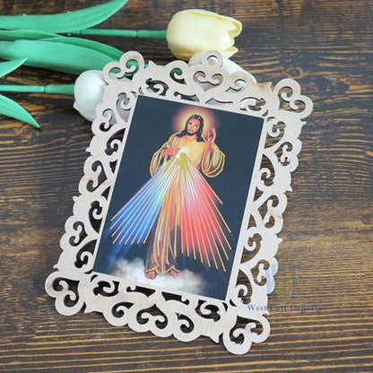 12 Pcs Divine Mercy Wooden Frames, Baptism Christening Memorial Event Gifts