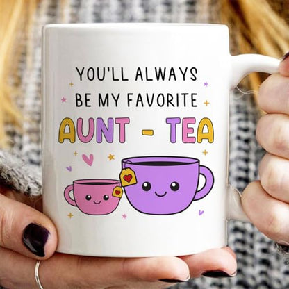 Gifts For Aunt, Auntie My Favorite Aunt-tea Gift, Funny Best Aunty Mug - color: Auntea-color