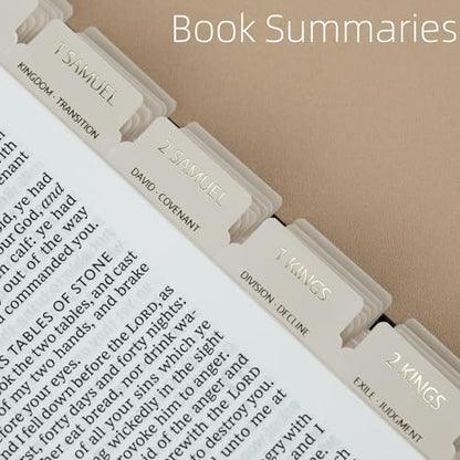 UPAFEXXI-Bible Tabs with Book Summaries, 3D Gold Foil Embossed Lettering - color: Summaries Gray