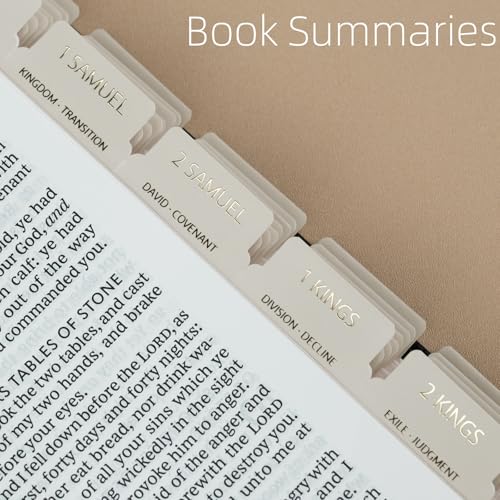 UPAFEXXI-Bible Tabs with Book Summaries, 3D Gold Foil Embossed Lettering - color: Summaries Gray