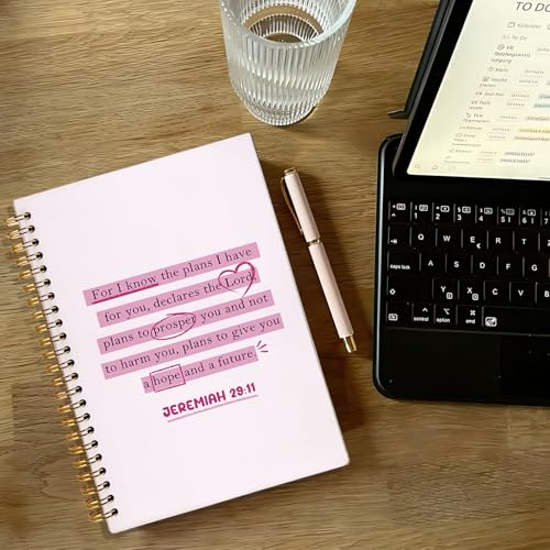 Pink Preppy Christian Spiral Notebook Journal, Jeremiah 29:11 Bible Prayer Journal for Women, Christian Gifts for Women, Religious Scripture Notebook, 5.5x8.3 Inch - color: 02-bible Prayer Jeremiah 29:11