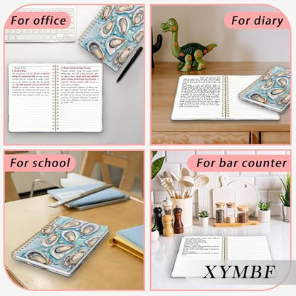 Coastal Beach Oyster Notebook Journal, Oyster Lover Gifts Notebooks for Work, Beach Themed Gifts, Coastal Ocean Pearl Shell Journal, Hardcover Spiral Notebook 5.5x8.3 Inch - color: Color-5