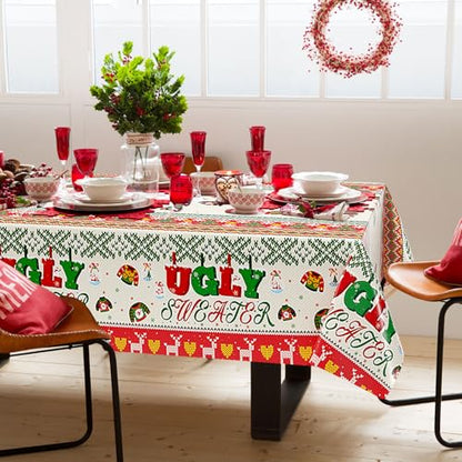 3 Pcs Christmas Ugly Sweater Party Tablecloth - color: Ugly Sweater