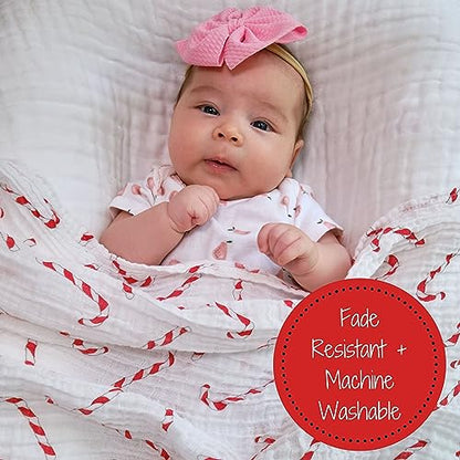 LollyBanks Muslin Swaddle Blanket, 47 x 47 in, Newborn Receiving Blanket - color: Red