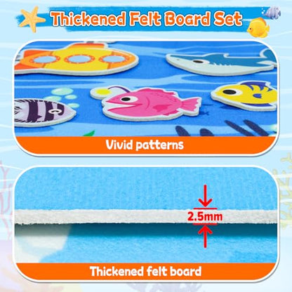 Taika 70Pcs Ocean Creatures Felt Story Board Set, 43x28inches Flannel Board - color: Ocean Creatures