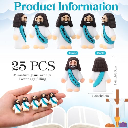 Bememo 25 Pcs Mini Jesus Figures Little Jesus Figurines,Cyan - color: Cyan