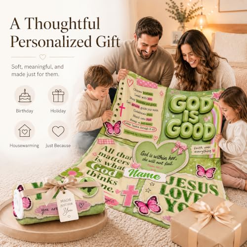 Custom Blanket for Kids Adult, God Theme Blankets for Sofa Camp Bed - color: Green