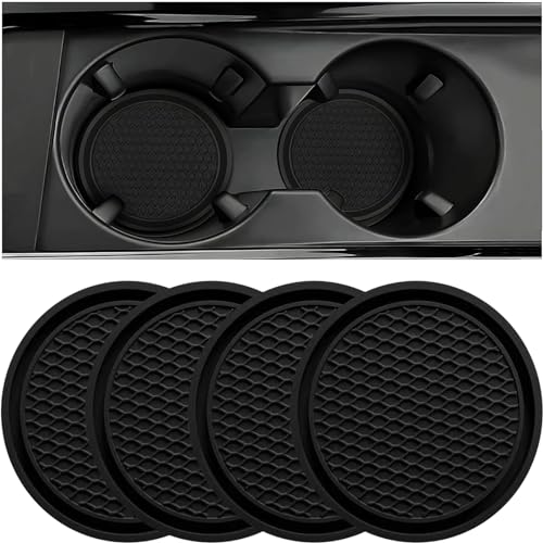 ZSDY Car Cup Coaster, 4PCS Universal Auto Non-Slip Cup Holder Embedded in Ornaments Coaster, Car Interior Accessories Sets, Black - color: Black