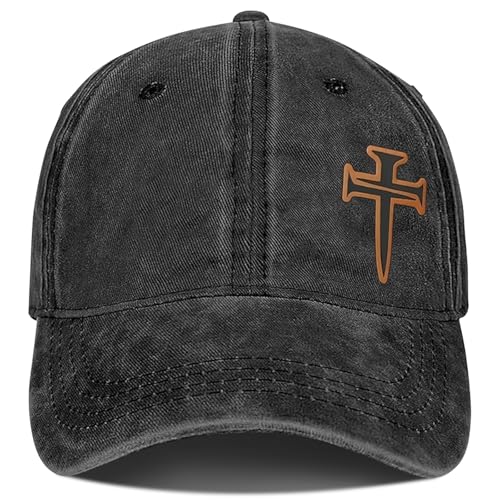 3D Embroidered Christian Hat for Men & Women, Jesus Faith Cross Hat, Religious Gifts for Christians Clothes - color: Leather - Denim