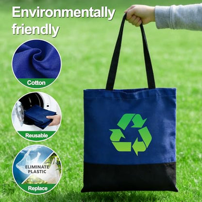 Canvas Tote Bag with Zipper, Halloween Trick or Treat Bags for Kids Bulk - color: [A1] Blue / Black