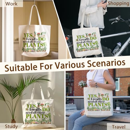 Tote Bag For Women Man, Reusable Work Shopping Grocery Shoulder Bags - style: Yes I Really Do Need All These Plants -01