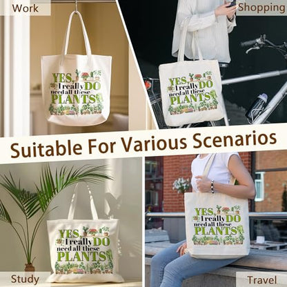 Tote Bag For Women Man, Reusable Work Shopping Grocery Shoulder Bags - style: Yes I Really Do Need All These Plants -01