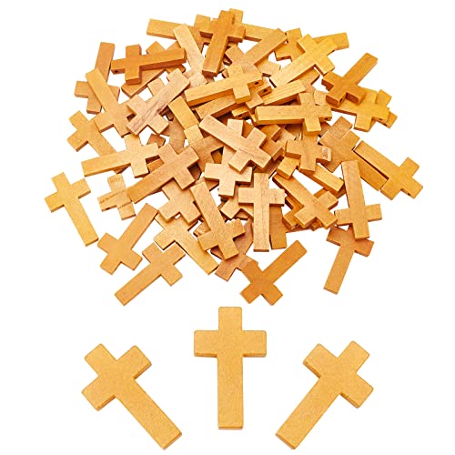 SUNNYCLUE 1.6Inch 60Pcs Large Wood Cross Pendants Natural Wooden Small Cross Charms Pendants for Party Favors Necklace Jewelry Making DIY Craft Handmade Accessories Easter Holiday, Chocolate - color: 60Pcs Camel 42x24.5mm
