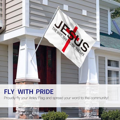 Anley Fly Breeze 3x5 Foot Jesus The Way The Truth The Life Flag - Vivid Color and Fade proof - Canvas Header and Double Stitched - Christian Flags Polyester with Brass Grommets 3 X 5 Ft - color: Jesus The Way The Truth The Life
