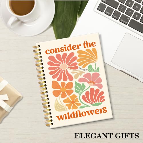 ERHACHAIJIA Consider The Wildflowers Lined Spiral Notebook Gifts for Women - color: Off White-Orange