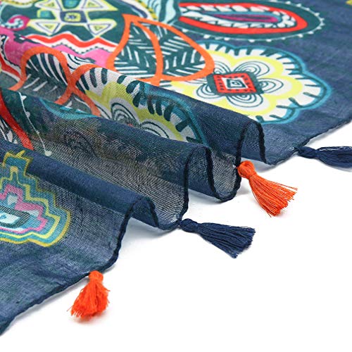 Yeieeo Boho Scarf for Women Lightweight Floral Printed Scarf Fall Winter Fashion Fringed Shawl - color: Floral 3