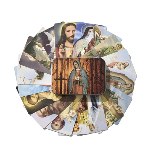 Catholic Holy Card Prayer Card with Metal Box, Catholic Gifts, Assorted Holy Cards with Catholic Saints and Prayers - 36Pcs - color: 36Pcs