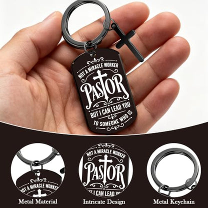 Keychain for Men Boys, Dog Tag Style Key Chain, Black Key Rings Birthday Christmas Veteran Day Gifts - style: Pastor