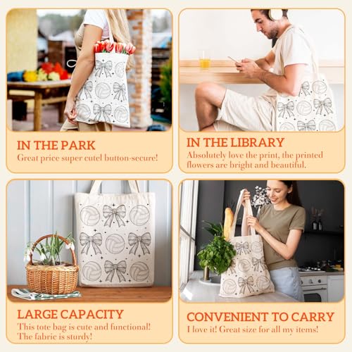 Aesthetics Canvas Tote Bag - Art Design Gift for Women, Reusable Purse Tote Bag with Inner Zip Pocket - style: Volleyball