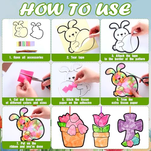 Eersida 32 Sets Easter Suncatcher Craft Kit, Easter Window Art Crafts DIY - style: Easter C