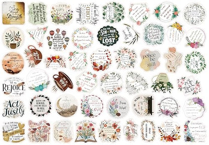 50Pcs Bible Verse Stickers, Inspirational Jesus Sticker, Waterproof, Fade-Resistant, Christian Stickers for Women, Water Bottles, Journaling, Kids, Men - style: Bible50