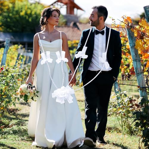 Wedding Lasso - Wedding Lasso Rope Catholicism Christian Wedding Ceremony,with 2 Pcs Prayer Beads，Bride and Groom Wedding Gift (White) - color: White
