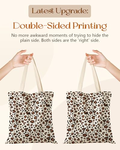 Miss Adola Canvas Tote Bag with Zipper for Women - color: Leopard Print