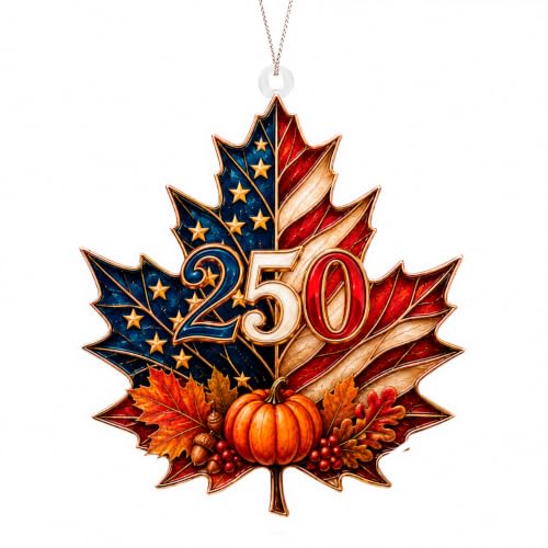 250th Anniversary Christmas Ornament 2026 for Christmas Tree Decorations, Featuring America 250 Patriotic Maple Leaf Design with USA Heritage Charm, Fall Harvest Accent and Holiday Keepsake - color: 250 Maple Onm