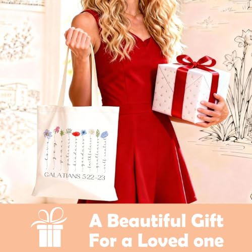 Christian Canvas Tote Bag for Women, Inspirational Faith Shoulder Bag - color: Bible 01
